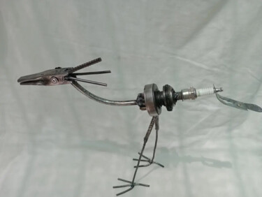 Sculpture titled "Ave ibis" by Cristian Bustos, Original Artwork, Metals