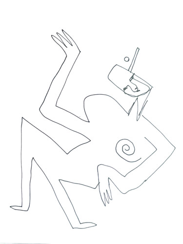 Disegno intitolato "Primal Move" da Cristian Tonea, Opera d'arte originale, Biro