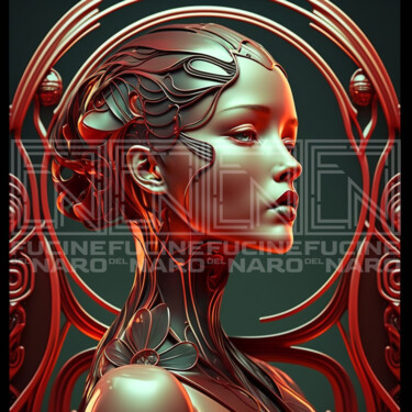 Digitale Kunst mit dem Titel "Woman in red AI" von Cristiano Bocchi, Original-Kunstwerk, KI-generiertes Bild