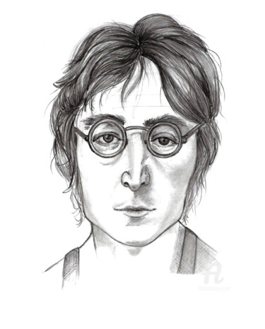Рисунок под названием "John Lennon - étude" - Cristina Barbato, Подлинное произведение искусства, Графит