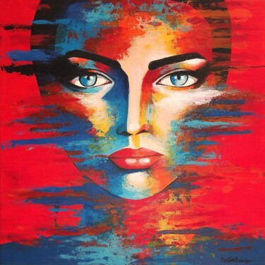 Painting titled "Red Zone" by Cristina Boavida, Original Artwork, Acrylic Mounted on Wood Stretcher frame