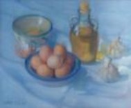 Pintura titulada "Bodegon de huevos" por Cristina Cassy Tibón, Obra de arte original