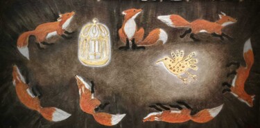 绘画 标题为“L'uccello d'oro"” 由Cristina Conticelli, 原创艺术品, 颜料 安装在木板上
