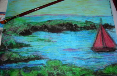 Pittura intitolato "Veliero al largo di…" da Cristina Contilli, Opera d'arte originale