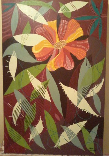 Peinture intitulée "Fleur solitaire" par Cristina Crouzillard, Œuvre d'art originale, Acrylique