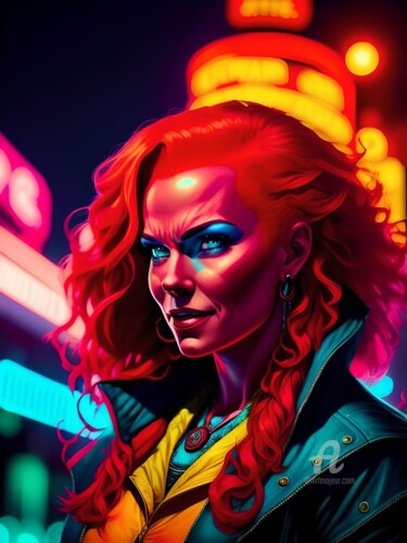 Digital Arts titled "80s Tasha RedWind p…" by Cristina Frassoni, Original Artwork, Digital Painting