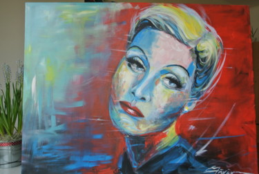 Painting titled "Marlene Dietrich" by Cristina Gavanescu, Original Artwork, Acrylic