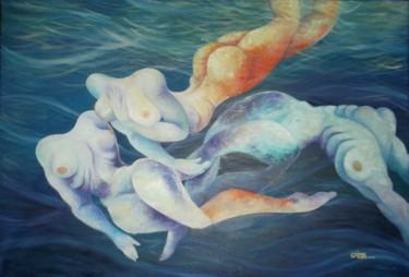 Painting titled "sirene-olio-su-tela…" by Crista, Original Artwork