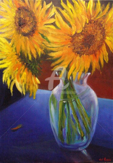 Pintura titulada "Girasoles (Sunflowe…" por Cristina Del Rosso, Obra de arte original, Oleo