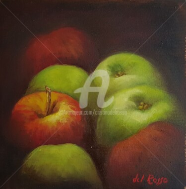 Painting titled "Manzanas (Apples)" by Cristina Del Rosso, Original Artwork, Oil