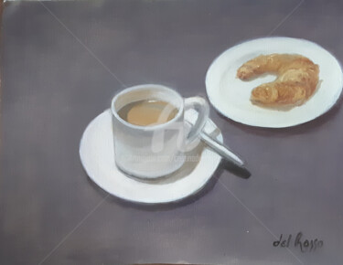 Malerei mit dem Titel "Pausa de café (Coff…" von Cristina Del Rosso, Original-Kunstwerk, Öl