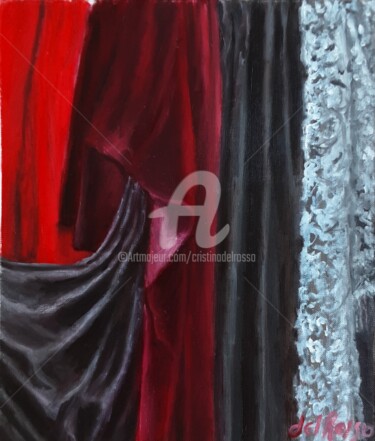 Painting titled "Pliegues y texturas…" by Cristina Del Rosso, Original Artwork, Oil