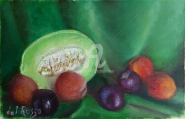 Pittura intitolato "Frutas de verano (S…" da Cristina Del Rosso, Opera d'arte originale, Olio