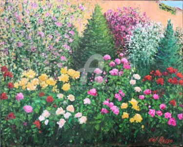 Malerei mit dem Titel "Giardini: le rose" von Cristina Del Rosso, Original-Kunstwerk, Öl