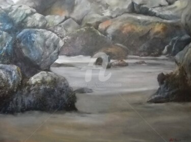 Картина под названием "Mar, rocas (Sea, Ro…" - Cristina Del Rosso, Подлинное произведение искусства, Масло