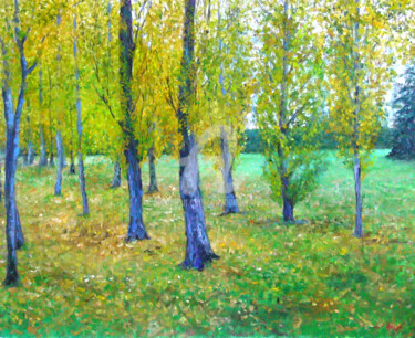 Malerei mit dem Titel "Chopos (Poplars)" von Cristina Del Rosso, Original-Kunstwerk, Öl