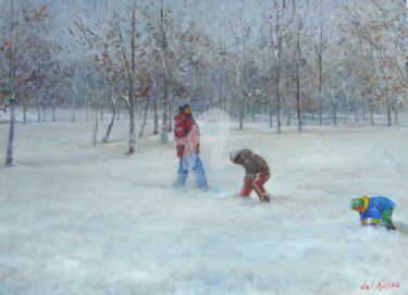 Malerei mit dem Titel "Nieve (Snow)" von Cristina Del Rosso, Original-Kunstwerk, Öl