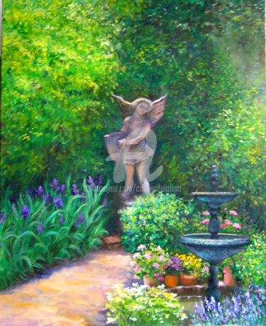 Painting titled "La casa del ángel (…" by Cristina Del Rosso, Original Artwork, Oil