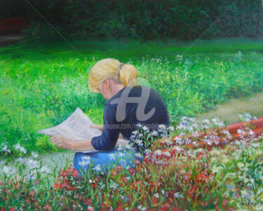 Painting titled "El periódico (The n…" by Cristina Del Rosso, Original Artwork, Oil