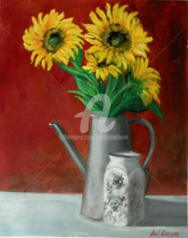 Painting titled "Girasoles (Sunflowe…" by Cristina Del Rosso, Original Artwork, Oil