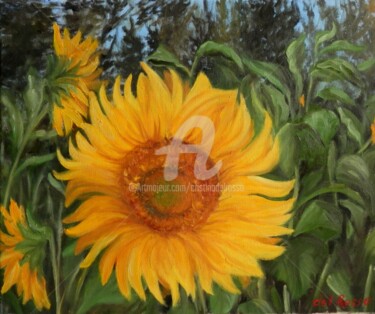 Pittura intitolato "Girasoles (Sunflowe…" da Cristina Del Rosso, Opera d'arte originale, Olio
