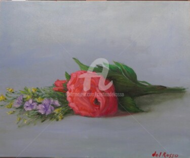 Painting titled "Estudio de flores r…" by Cristina Del Rosso, Original Artwork, Oil