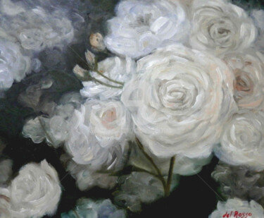 Pittura intitolato "Rosas blancas (Whit…" da Cristina Del Rosso, Opera d'arte originale, Olio