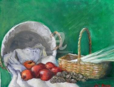 Pintura titulada "Cestos, manzanas, p…" por Cristina Del Rosso, Obra de arte original, Oleo