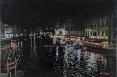 Pittura intitolato "Nocturno veneciano/…" da Cristina Del Rosso, Opera d'arte originale, Olio
