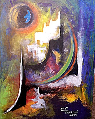 Painting titled "Entre el día y la n…" by María Cristina Faleroni, Original Artwork, Oil