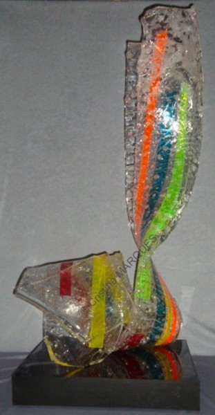 Sculpture titled "Color Strips" by Cristina Marquès, Original Artwork, Plastic