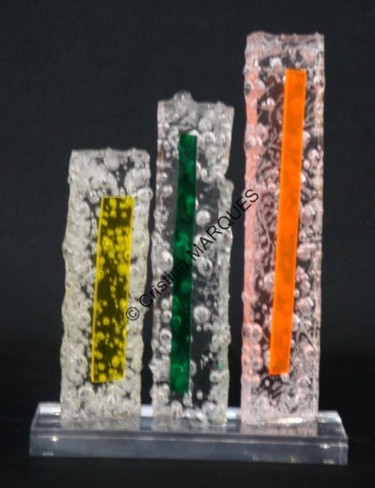 Sculpture titled "Colors Ice Building…" by Cristina Marquès, Original Artwork, Plastic