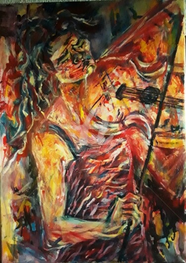 Painting titled "la-violinista-l.jpg" by Cristina Vidal, Original Artwork