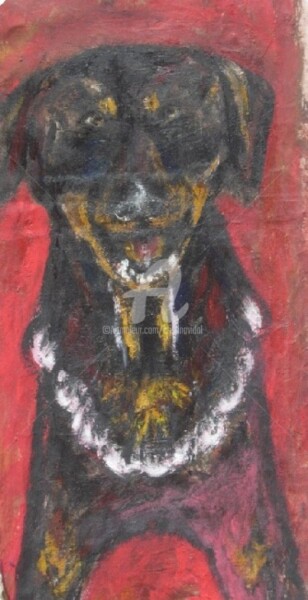 Painting titled "Apolo en rojo y neg…" by Cristina Vidal, Original Artwork