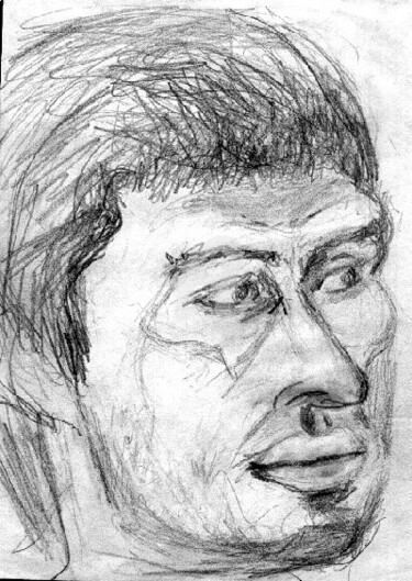 Dibujo titulada "Retrato de Javier" por Cristina Vidal, Obra de arte original