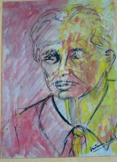 Drawing titled "Retrato a mi padre" by Cristina Vidal, Original Artwork