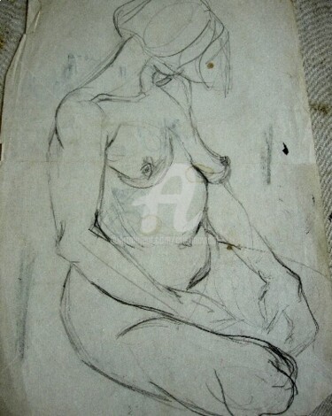 Drawing titled "La Modelo" by Cristina Vidal, Original Artwork