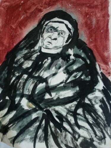 Dibujo titulada "La Madre Bartolomé" por Cristina Vidal, Obra de arte original