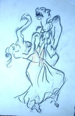 Pintura titulada "Bocetos de Flamenco" por Cristina Vidal, Obra de arte original