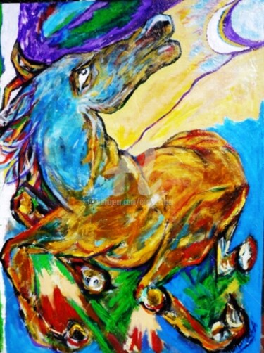 Painting titled "el-potrillo-enamora…" by Cristina Vidal, Original Artwork