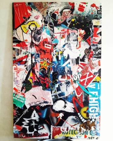 Painting titled "Street papers" by Cristo Ash, Original Artwork