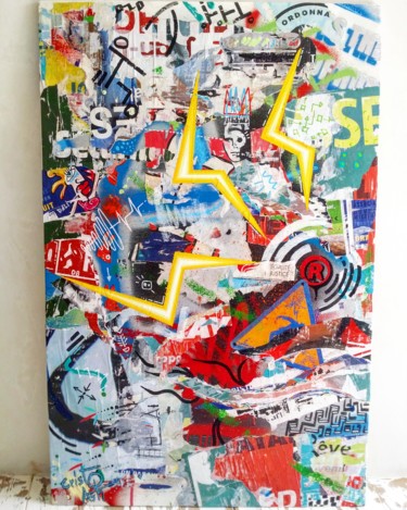 Painting titled "Street papers 2" by Cristo Ash, Original Artwork