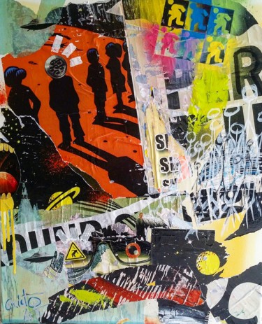 Schilderij getiteld "Street papers 6" door Cristo Ash, Origineel Kunstwerk