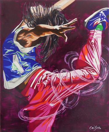 Malerei mit dem Titel "Sofia Boutella" von Christelle Vaesken, Original-Kunstwerk, Acryl