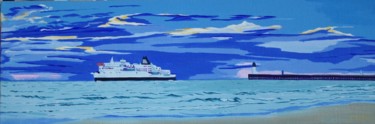 Painting titled "ferry à Calais" by Christelle Vaesken, Original Artwork, Acrylic