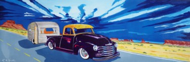 Painting titled "pick up chevrolet" by Christelle Vaesken, Original Artwork, Acrylic