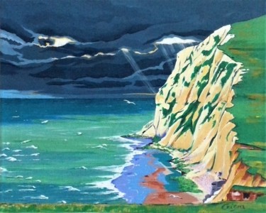Peinture intitulée "le Cap Blanc Nez" par Christelle Vaesken, Œuvre d'art originale