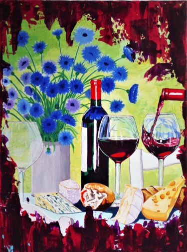 Pintura intitulada "tâché de vin" por Christelle Vaesken, Obras de arte originais, Acrílico