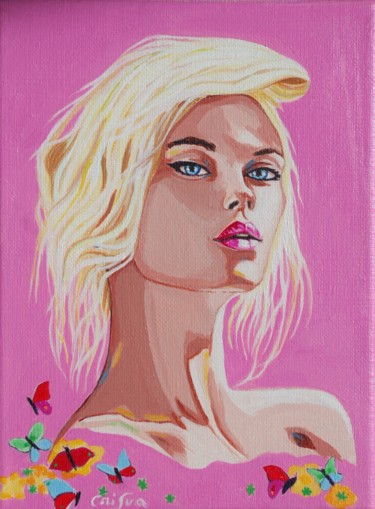 Painting titled "jeune fille blonde" by Christelle Vaesken, Original Artwork, Acrylic