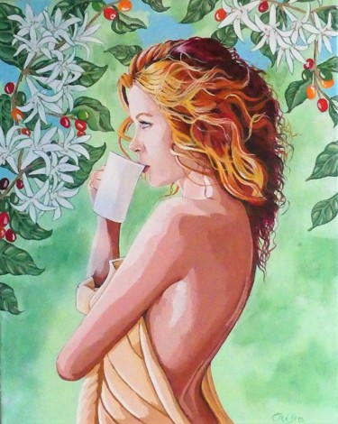 Painting titled "fleur et fruits du…" by Christelle Vaesken, Original Artwork, Acrylic